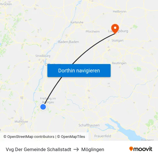 Vvg Der Gemeinde Schallstadt to Möglingen map