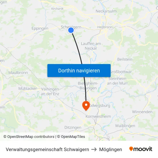 Verwaltungsgemeinschaft Schwaigern to Möglingen map