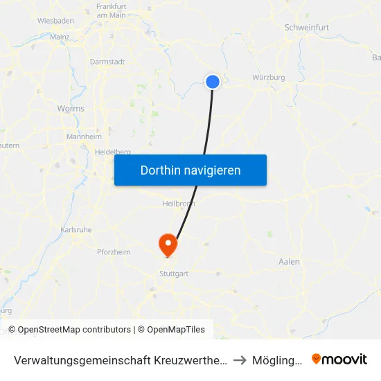 Verwaltungsgemeinschaft Kreuzwertheim to Möglingen map