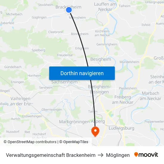 Verwaltungsgemeinschaft Brackenheim to Möglingen map