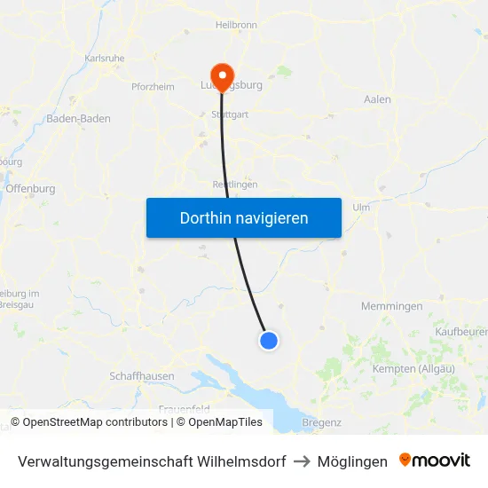 Verwaltungsgemeinschaft Wilhelmsdorf to Möglingen map
