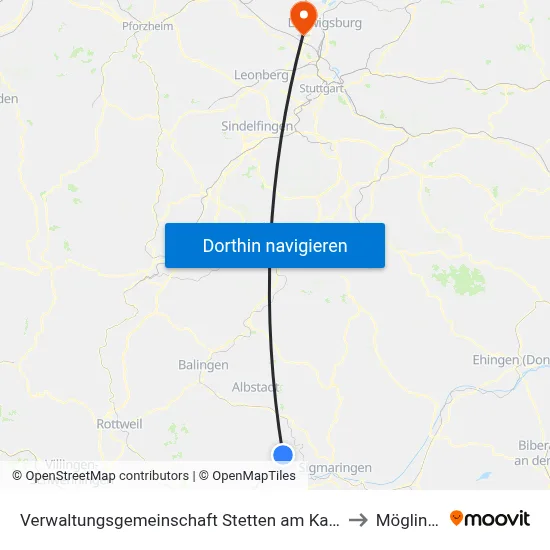 Verwaltungsgemeinschaft Stetten am Kalten Markt to Möglingen map