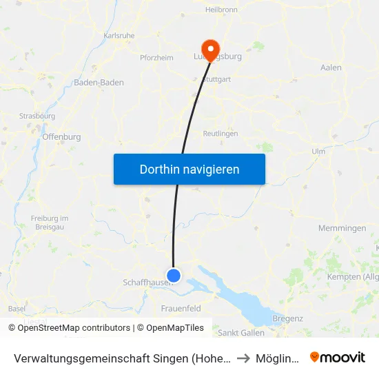 Verwaltungsgemeinschaft Singen (Hohentwiel) to Möglingen map