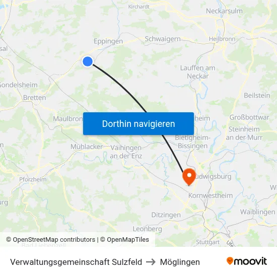 Verwaltungsgemeinschaft Sulzfeld to Möglingen map