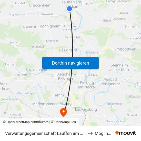 Verwaltungsgemeinschaft Lauffen am Neckar to Möglingen map