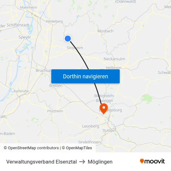 Verwaltungsverband Elsenztal to Möglingen map