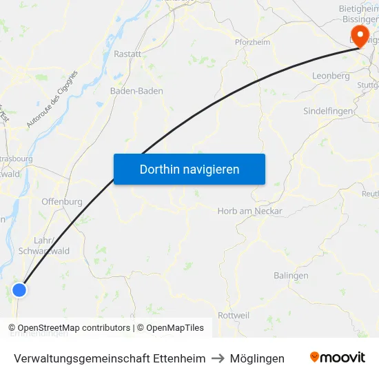 Verwaltungsgemeinschaft Ettenheim to Möglingen map