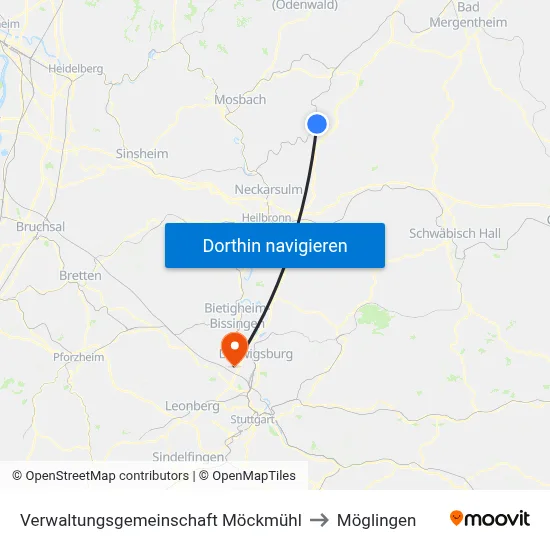 Verwaltungsgemeinschaft Möckmühl to Möglingen map