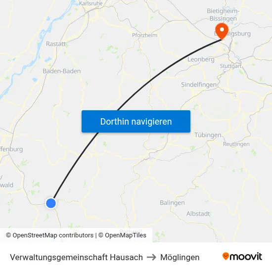Verwaltungsgemeinschaft Hausach to Möglingen map