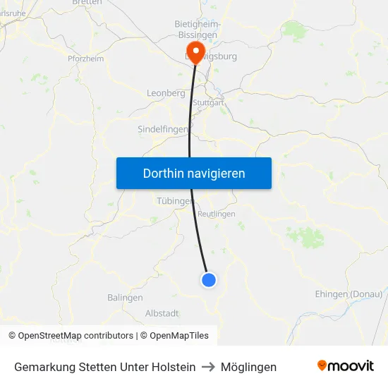 Gemarkung Stetten Unter Holstein to Möglingen map