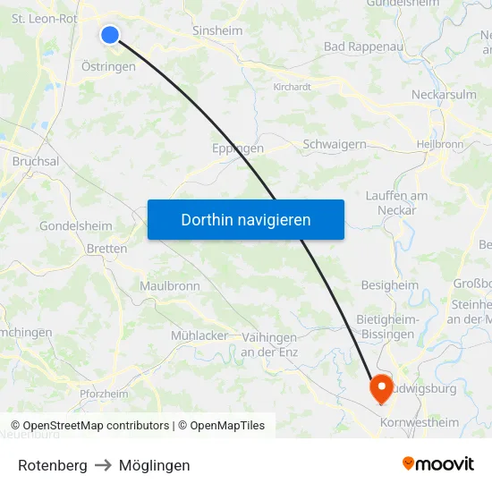Rotenberg to Möglingen map