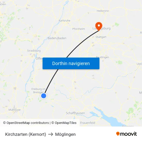 Kirchzarten (Kernort) to Möglingen map