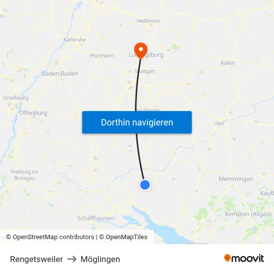 Rengetsweiler to Möglingen map
