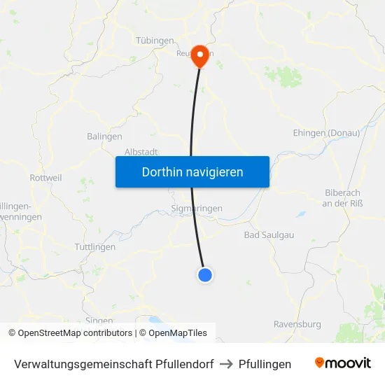 Verwaltungsgemeinschaft Pfullendorf to Pfullingen map