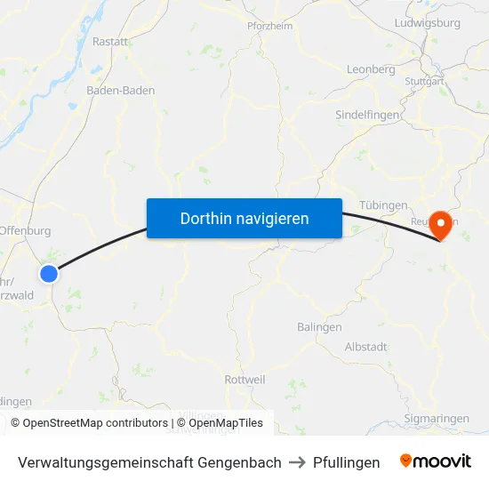 Verwaltungsgemeinschaft Gengenbach to Pfullingen map