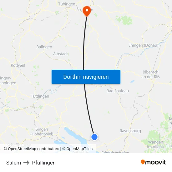 Salem to Pfullingen map