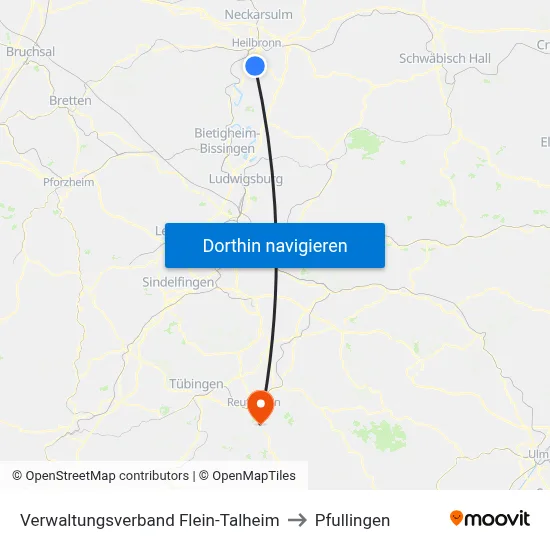 Verwaltungsverband Flein-Talheim to Pfullingen map