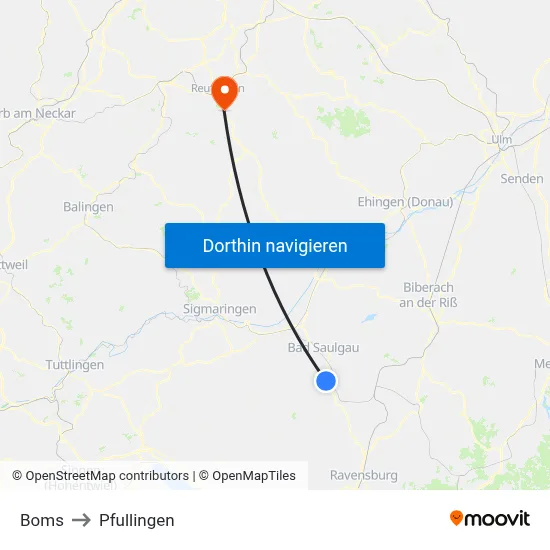 Boms to Pfullingen map