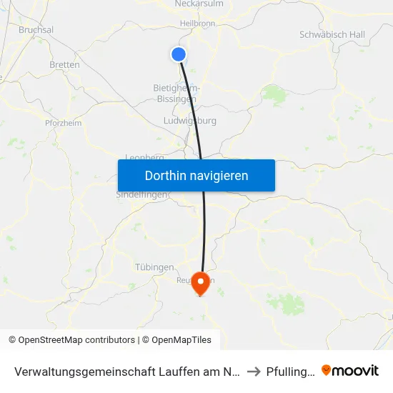 Verwaltungsgemeinschaft Lauffen am Neckar to Pfullingen map
