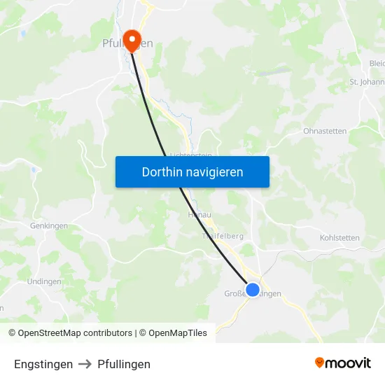 Engstingen to Pfullingen map