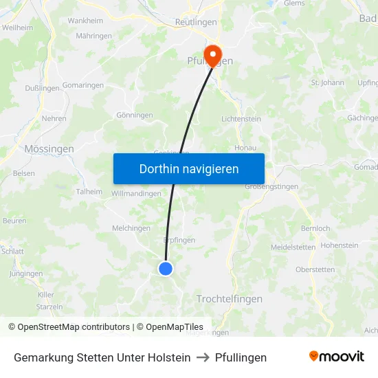 Gemarkung Stetten Unter Holstein to Pfullingen map