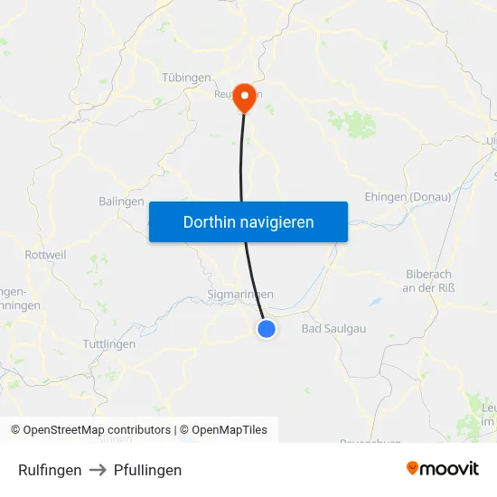 Rulfingen to Pfullingen map