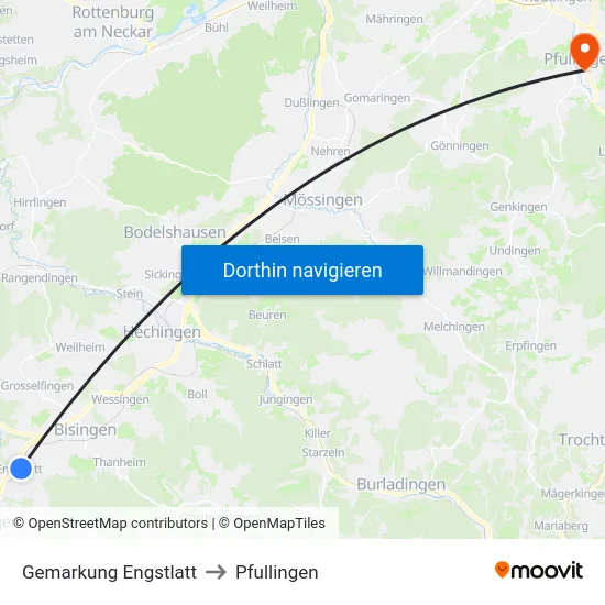Gemarkung Engstlatt to Pfullingen map