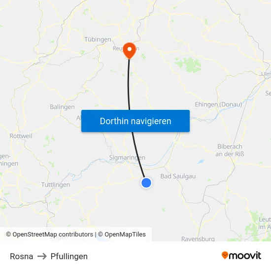 Rosna to Pfullingen map
