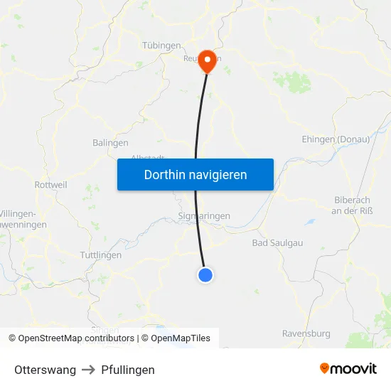 Otterswang to Pfullingen map
