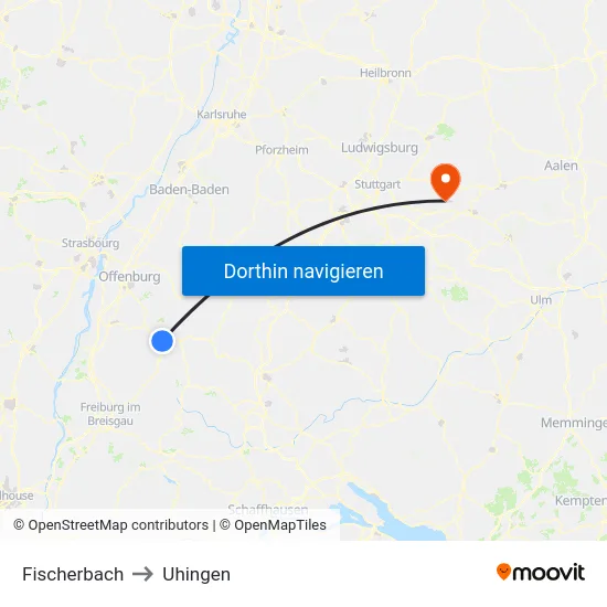 Fischerbach to Uhingen map