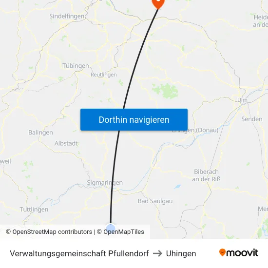 Verwaltungsgemeinschaft Pfullendorf to Uhingen map