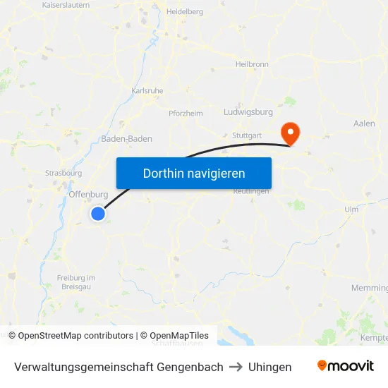 Verwaltungsgemeinschaft Gengenbach to Uhingen map