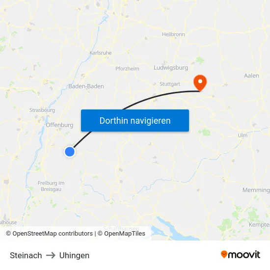 Steinach to Uhingen map
