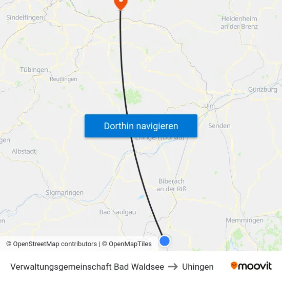 Verwaltungsgemeinschaft Bad Waldsee to Uhingen map