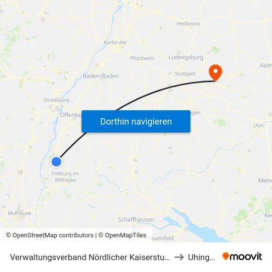 Verwaltungsverband Nördlicher Kaiserstuhl to Uhingen map