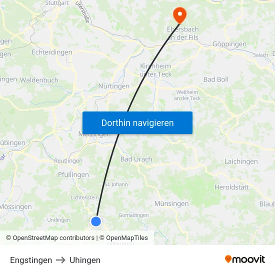 Engstingen to Uhingen map