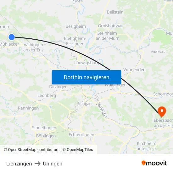Lienzingen to Uhingen map