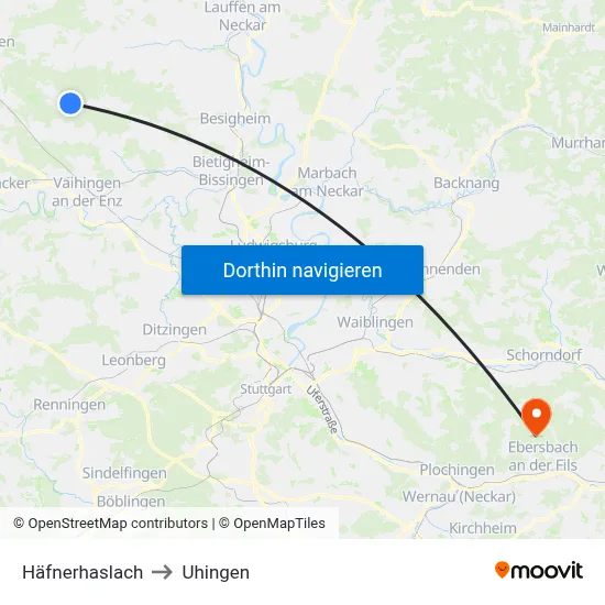 Häfnerhaslach to Uhingen map