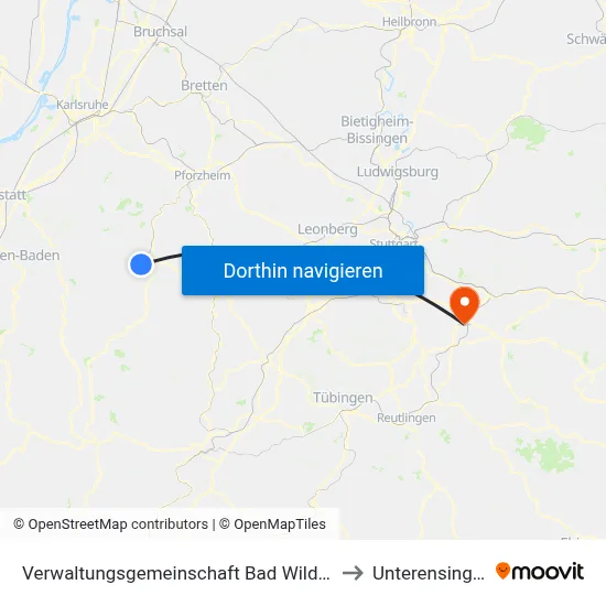 Verwaltungsgemeinschaft Bad Wildbad to Unterensingen map