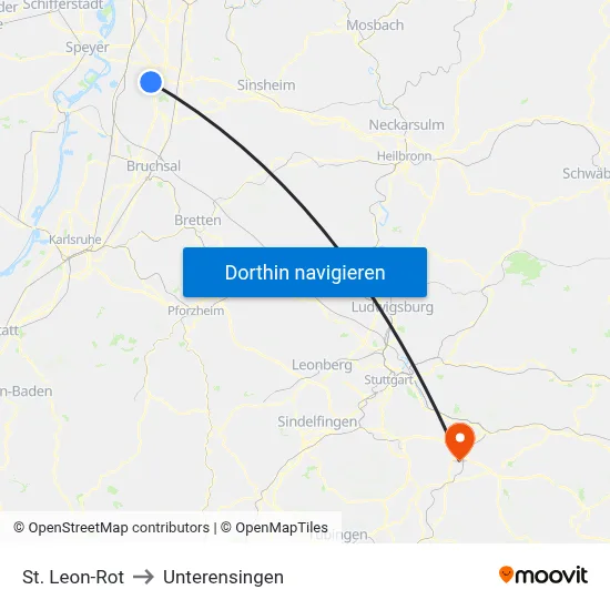 St. Leon-Rot to Unterensingen map