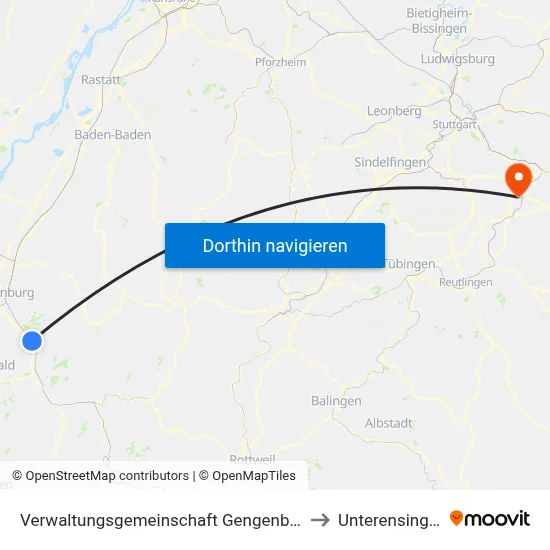 Verwaltungsgemeinschaft Gengenbach to Unterensingen map