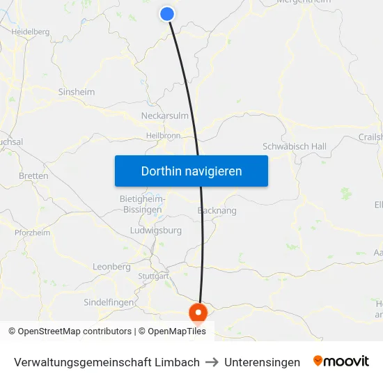 Verwaltungsgemeinschaft Limbach to Unterensingen map