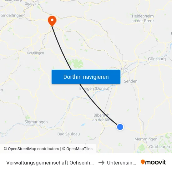 Verwaltungsgemeinschaft Ochsenhausen to Unterensingen map