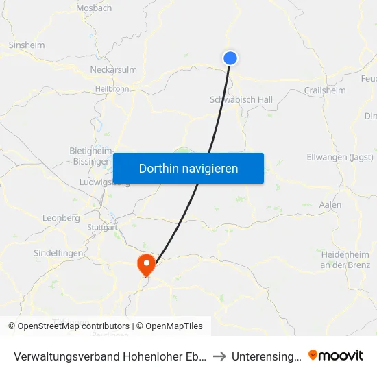 Verwaltungsverband Hohenloher Ebene to Unterensingen map