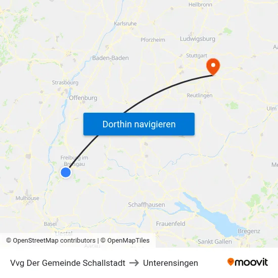Vvg Der Gemeinde Schallstadt to Unterensingen map