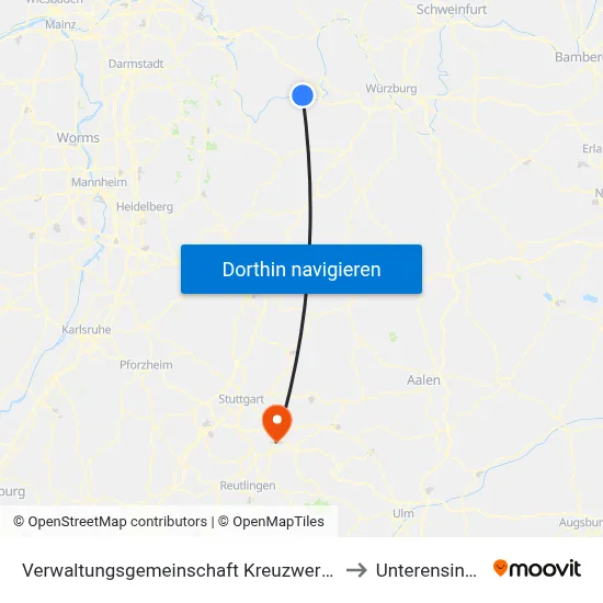 Verwaltungsgemeinschaft Kreuzwertheim to Unterensingen map