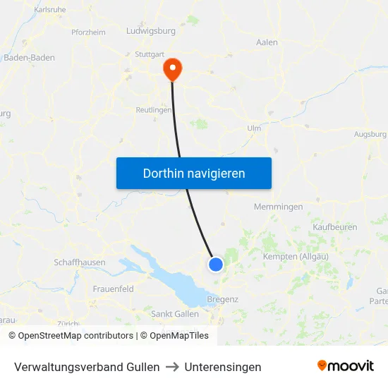 Verwaltungsverband Gullen to Unterensingen map