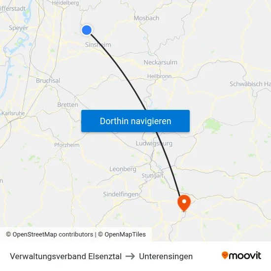 Verwaltungsverband Elsenztal to Unterensingen map