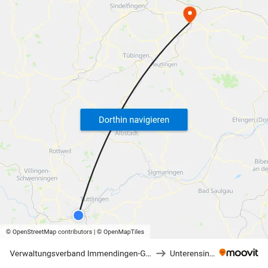 Verwaltungsverband Immendingen-Geisingen to Unterensingen map