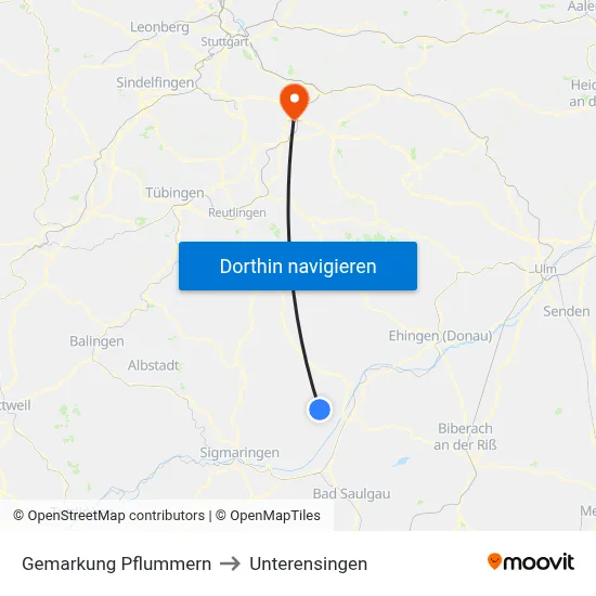 Gemarkung Pflummern to Unterensingen map